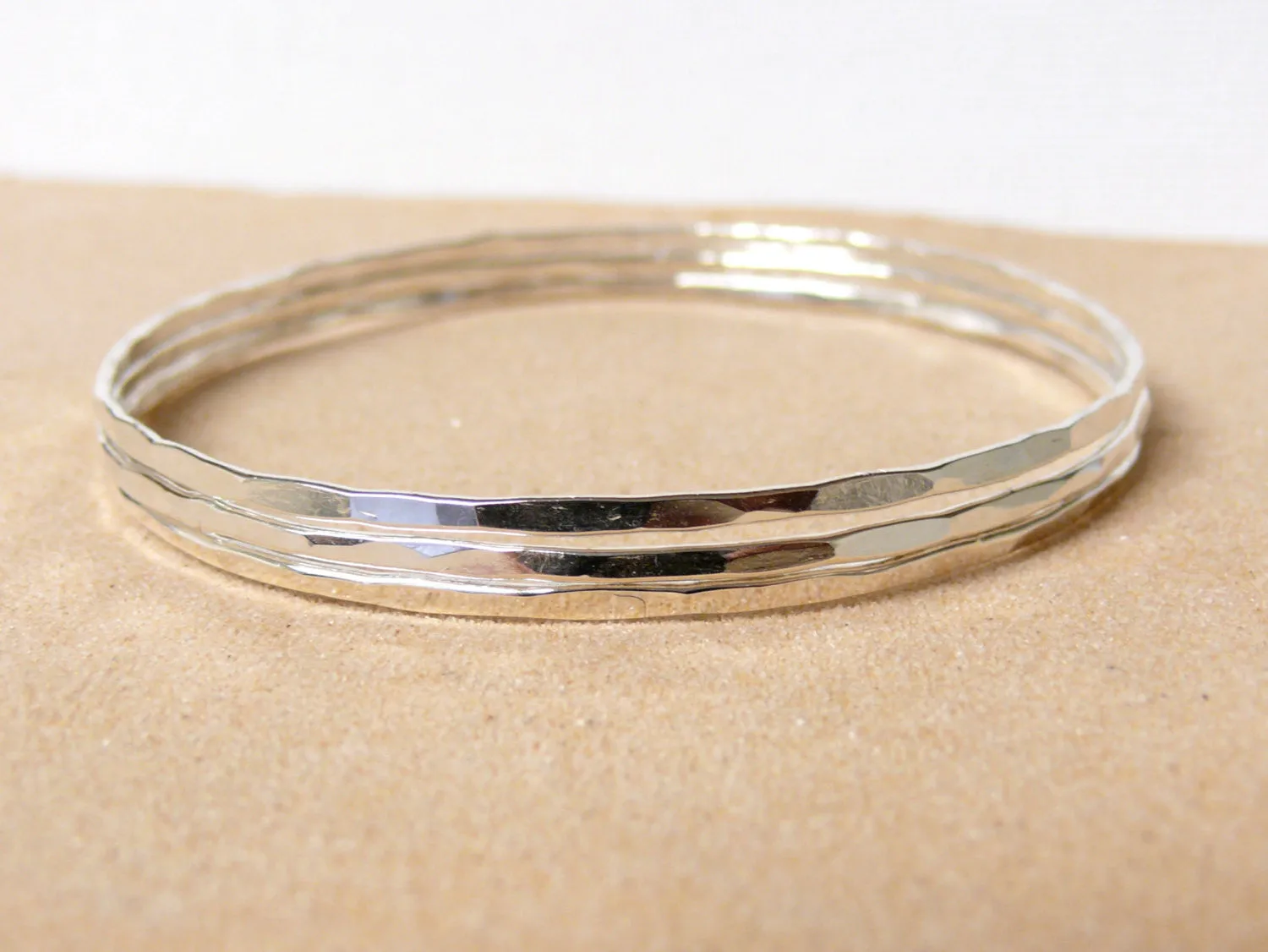 Sterling Silver Bangle Bracelets, Set of 3