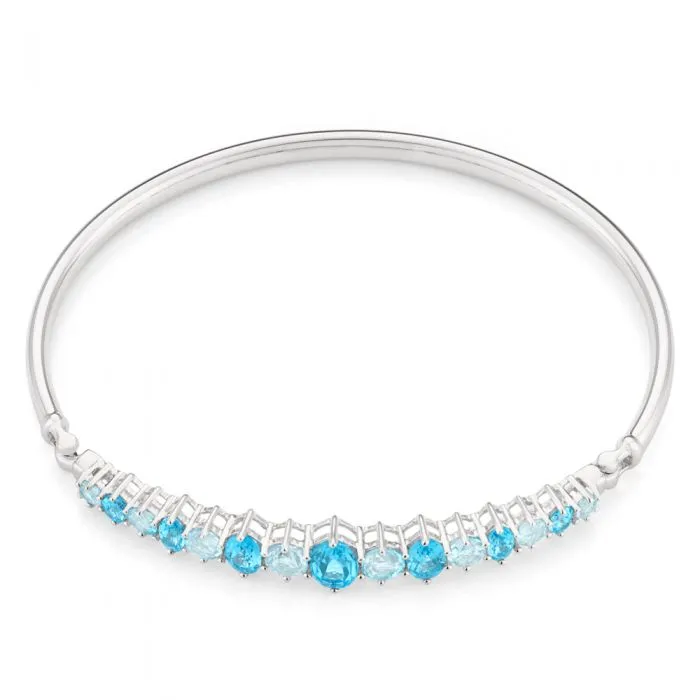 Sterling Silver Blue Topaz Bangle 65mm Diameter