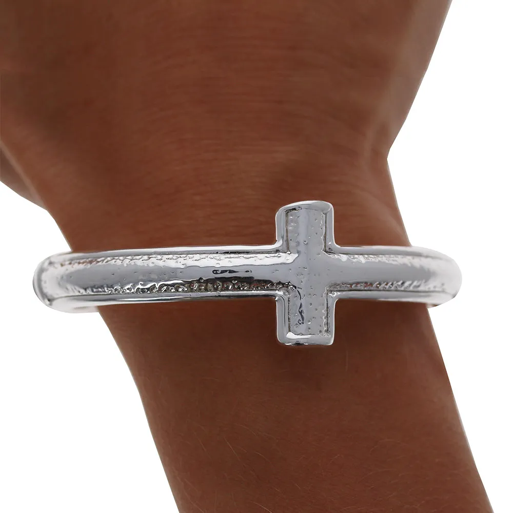 Sterling Silver Cross Bangle