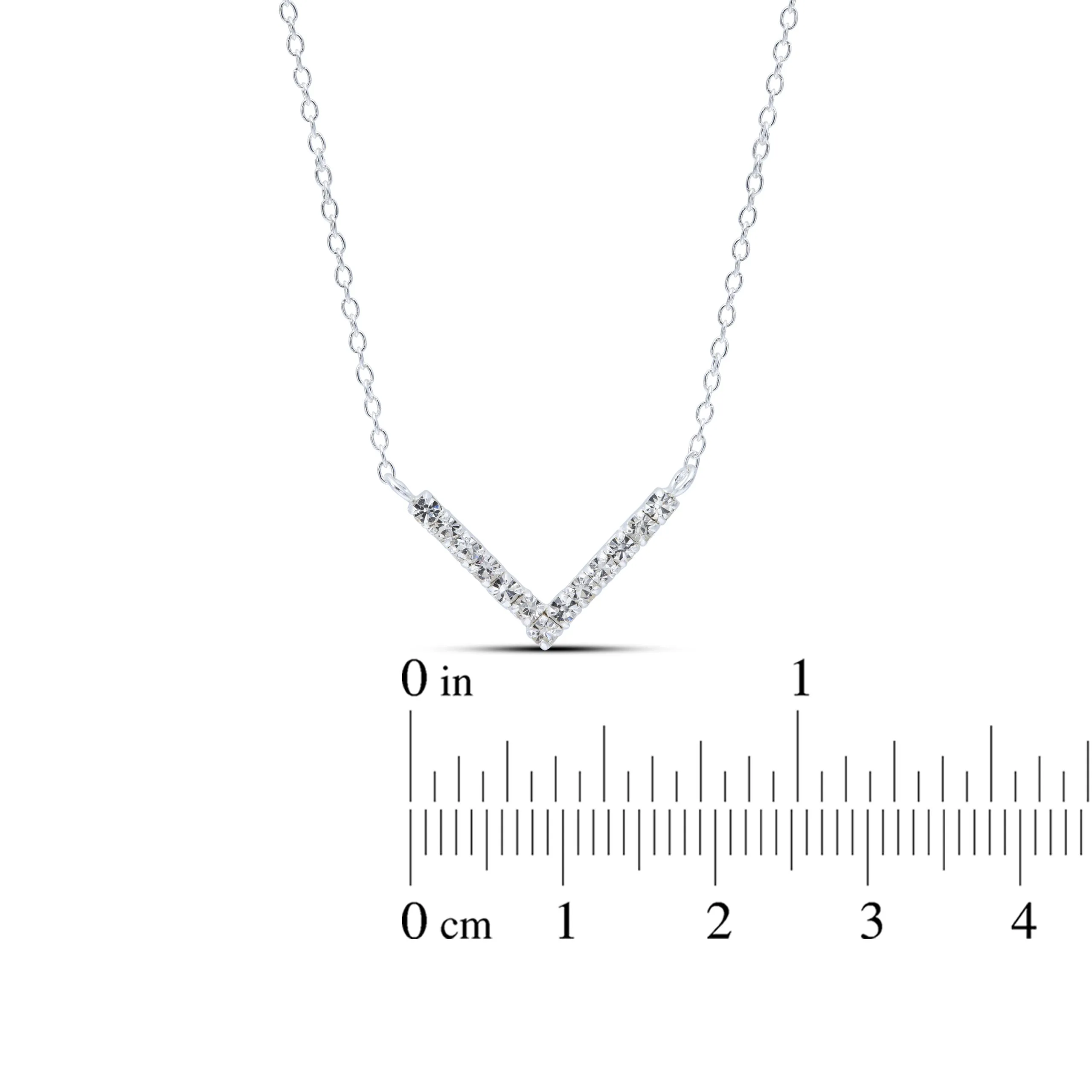 Sterling Silver Crystal V Necklace