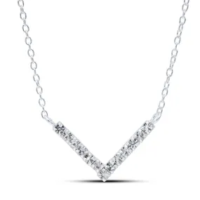 Sterling Silver Crystal V Necklace