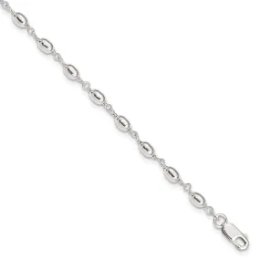 Sterling Silver Fancy Bead Anklet