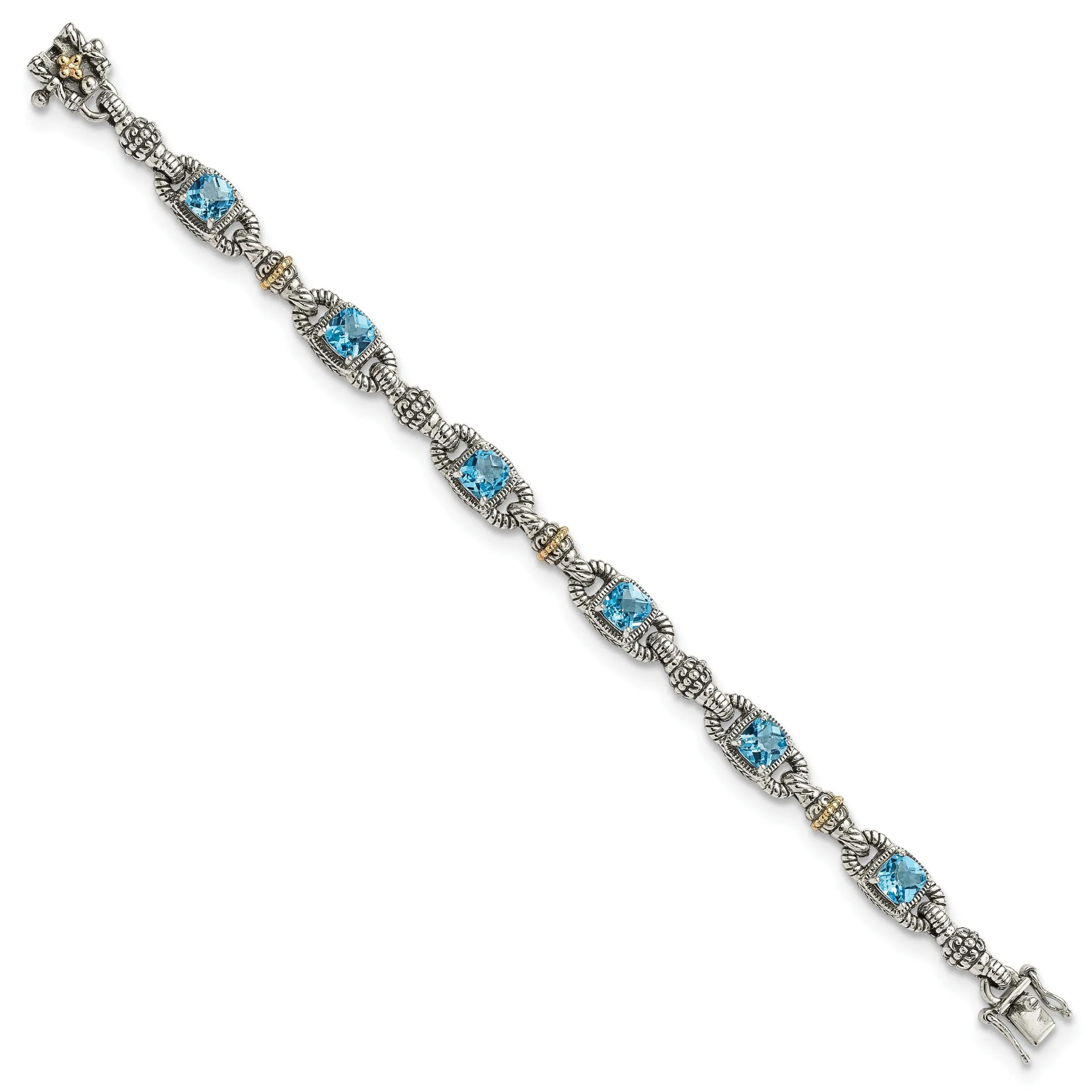 Sterling Silver Gold Sky Blue Topaz Bracelet