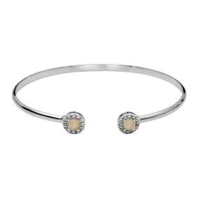 Sterling Silver Opal White Topaz Cuff Bracelet