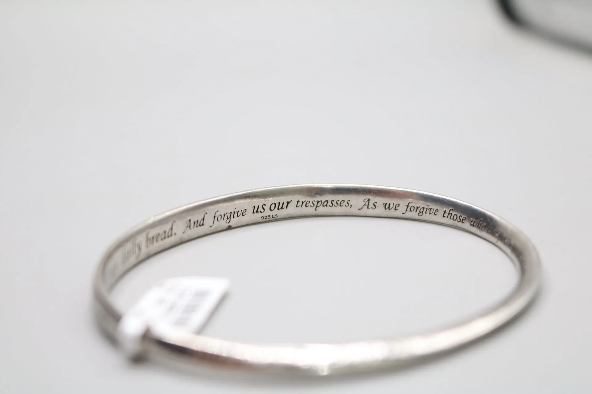 Sterling Silver Strip Bangle with Scripture (3 Inches)