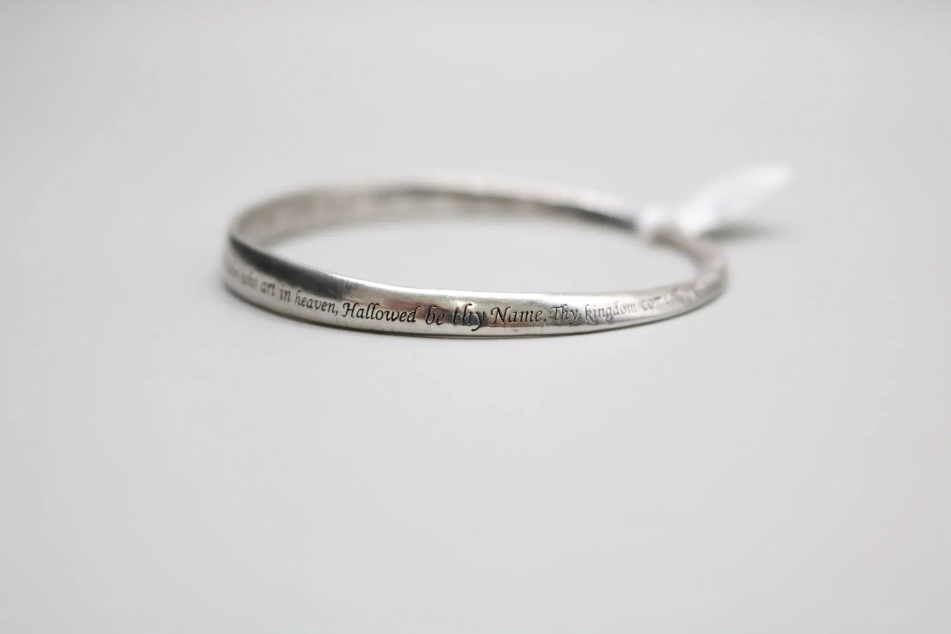 Sterling Silver Strip Bangle with Scripture (3 Inches)