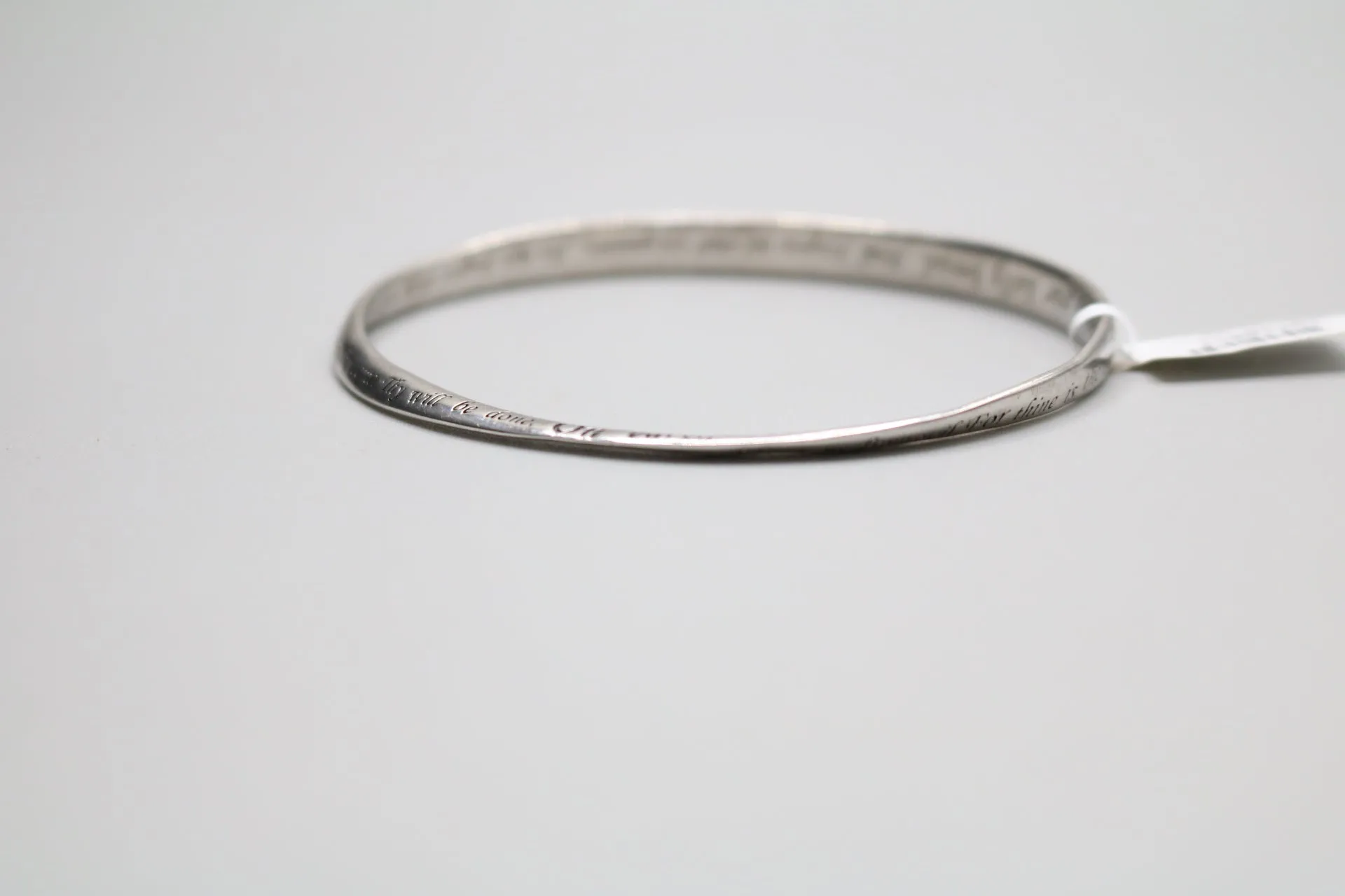 Sterling Silver Strip Bangle with Scripture (3 Inches)