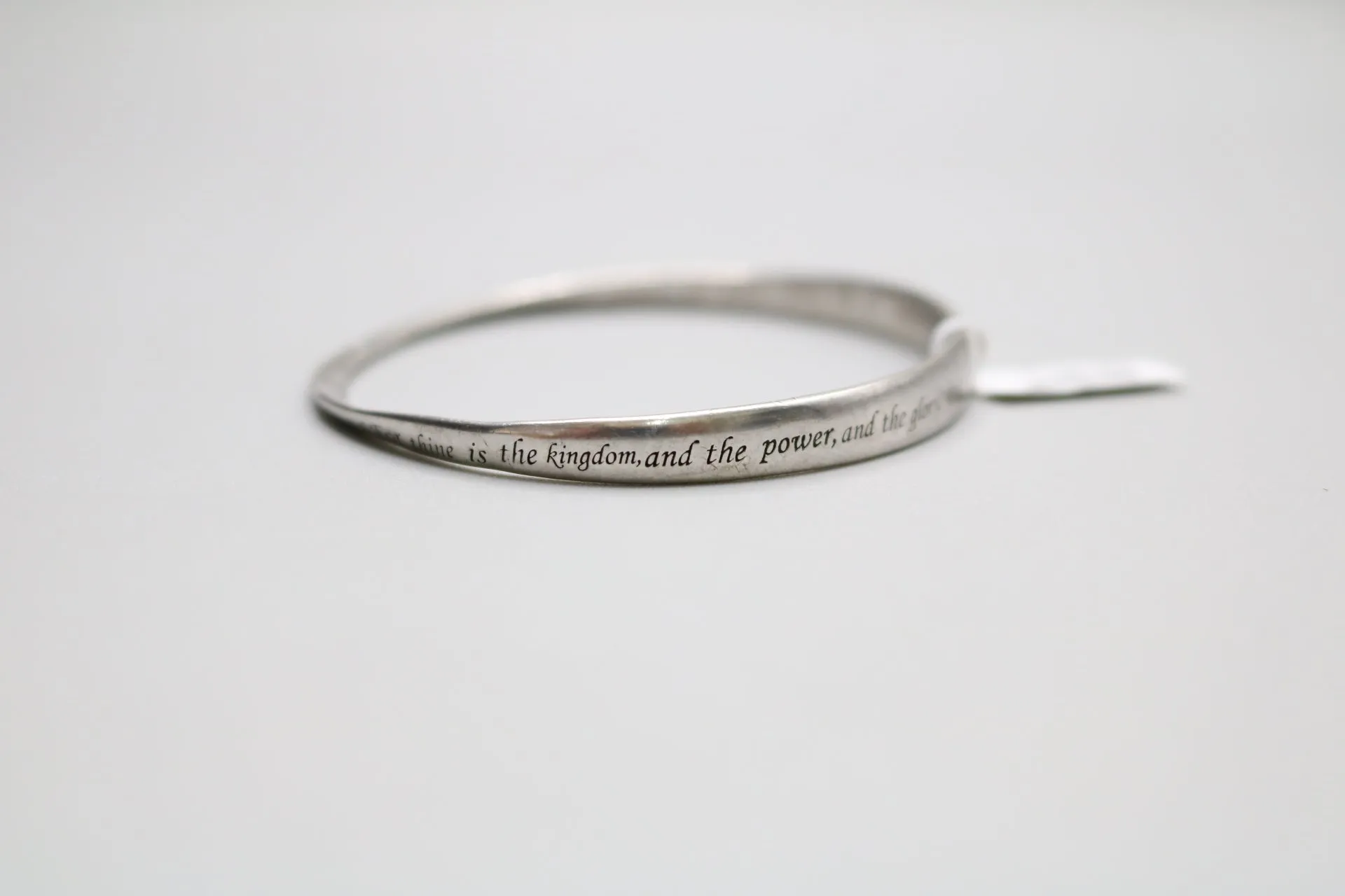 Sterling Silver Strip Bangle with Scripture (3 Inches)