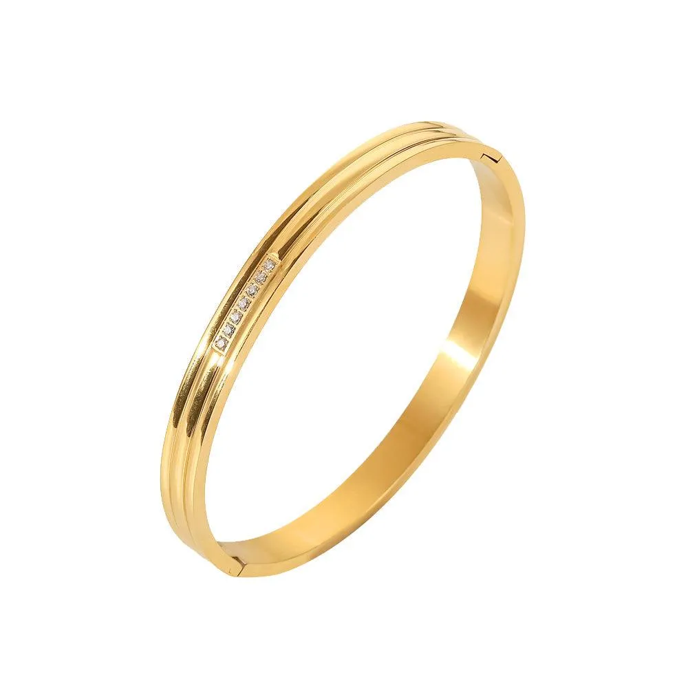 Striped Zirconia Kada Bangle