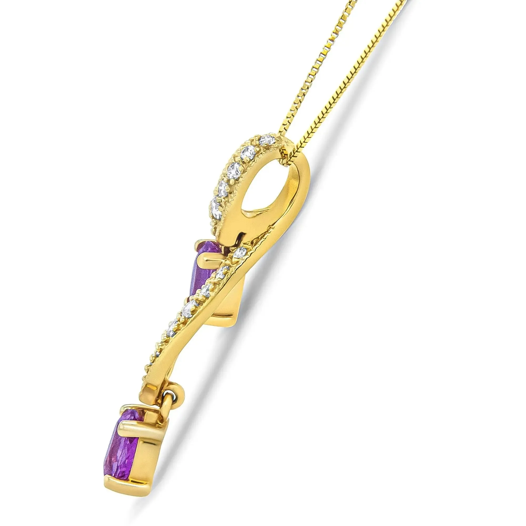 Stunning 14K Yellow Gold Oval Pendant Necklace with Natural Pink Sapphires and Sparkling Diamonds