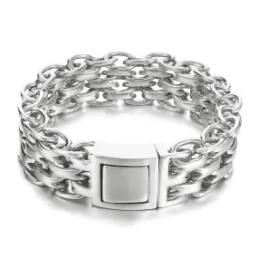 Stylish Hip-Hop-Inspired Double-Layer O-Chain Stainless Steel Men's Bracelet with Gold Plating