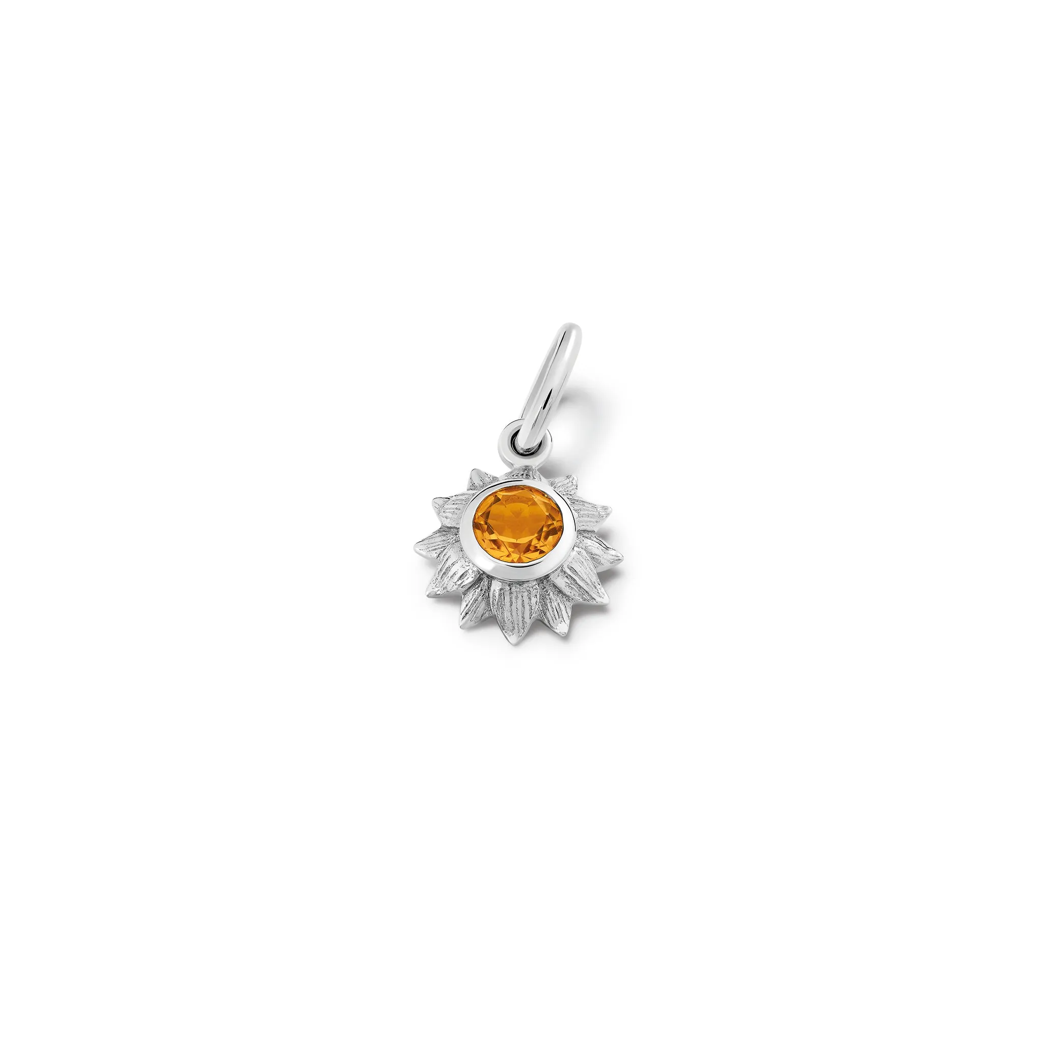 Sunflower Necklace Pendant Silver - Citrine