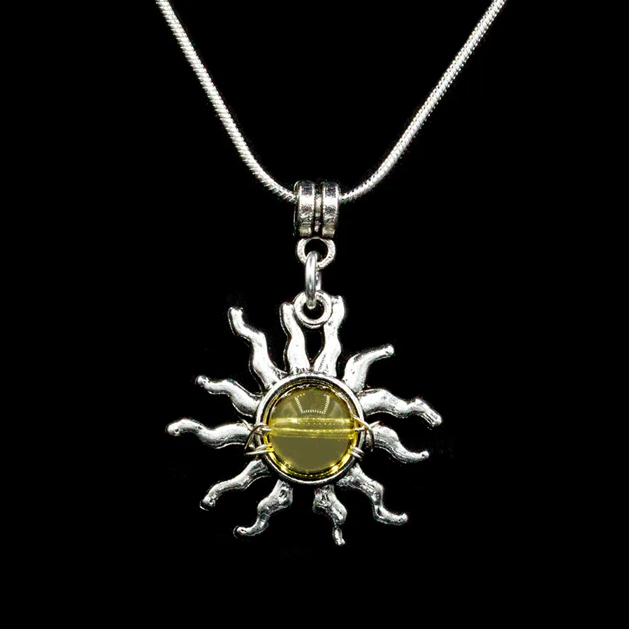 Sunray Caste in Tibetan Silver with Citrine Center Necklace