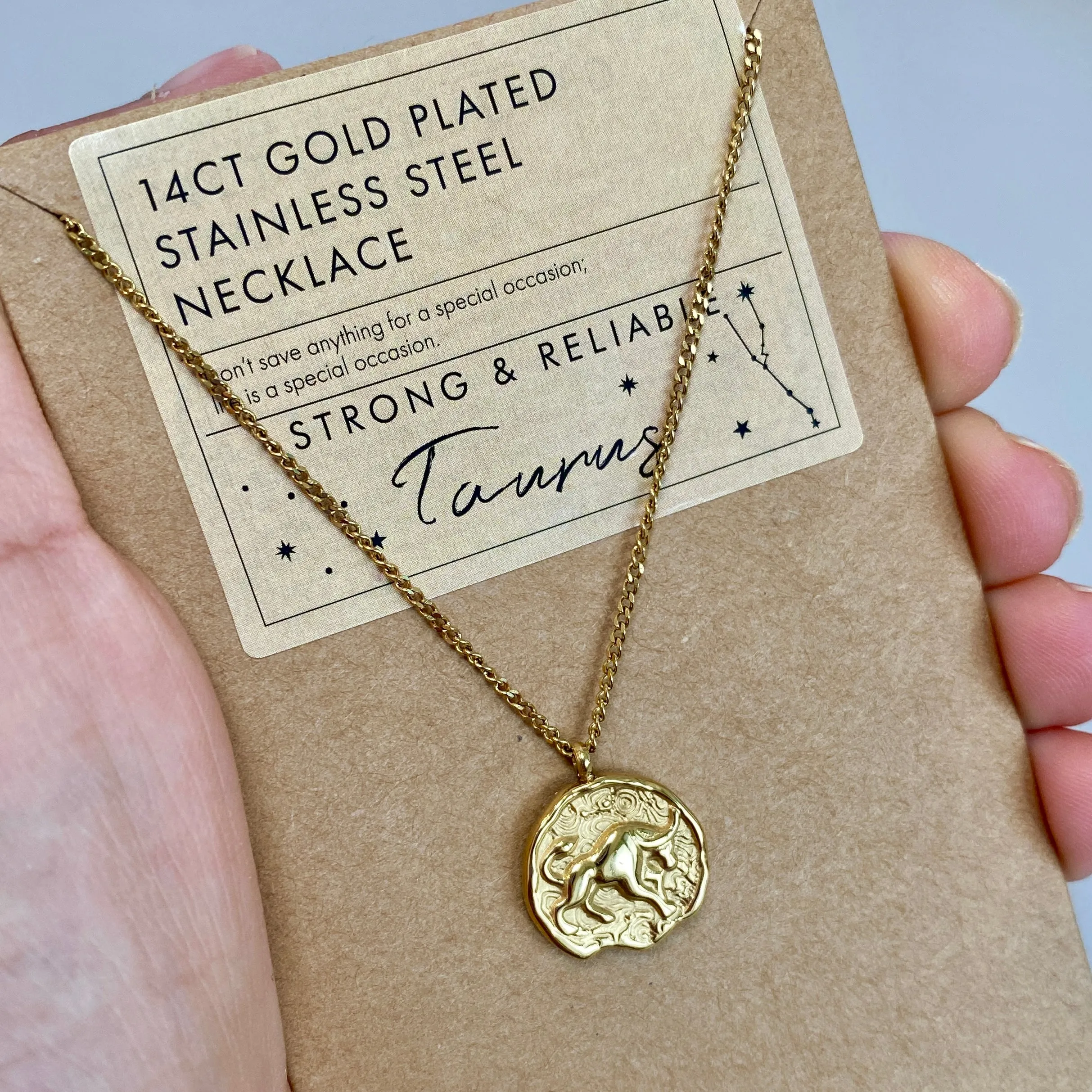 Taurus Zodiac Gold Pendant Necklace