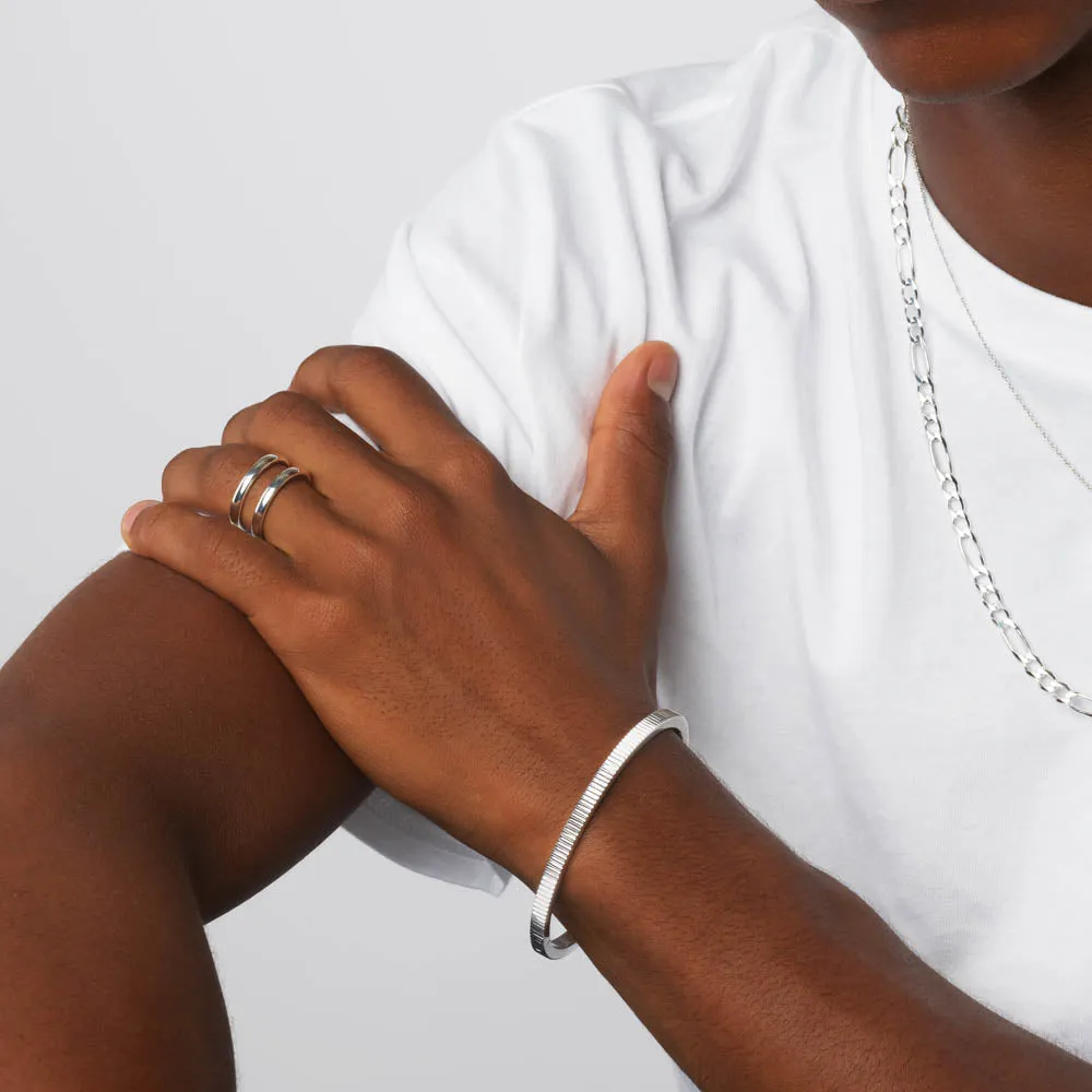 Textured Bangle in Silver