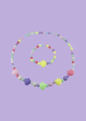 The Edit - Cute 90s Style Strawberry Bead Choker Necklace & Bracelet Set