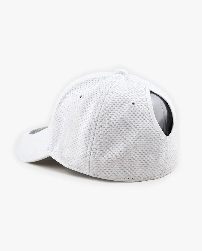 The Hat Depot - Women's Stretch Mesh Ponytail fitted baseball Cap