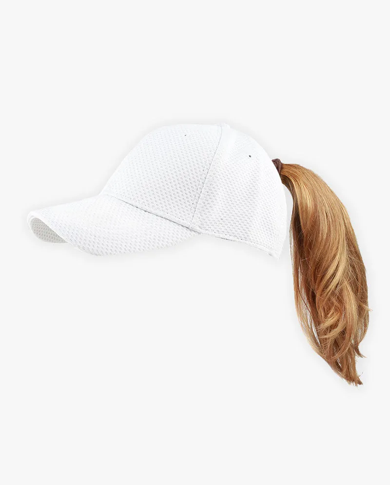 The Hat Depot - Women's Stretch Mesh Ponytail fitted baseball Cap