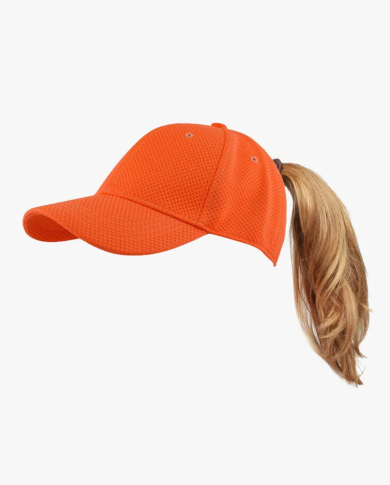 The Hat Depot - Women's Stretch Mesh Ponytail fitted baseball Cap