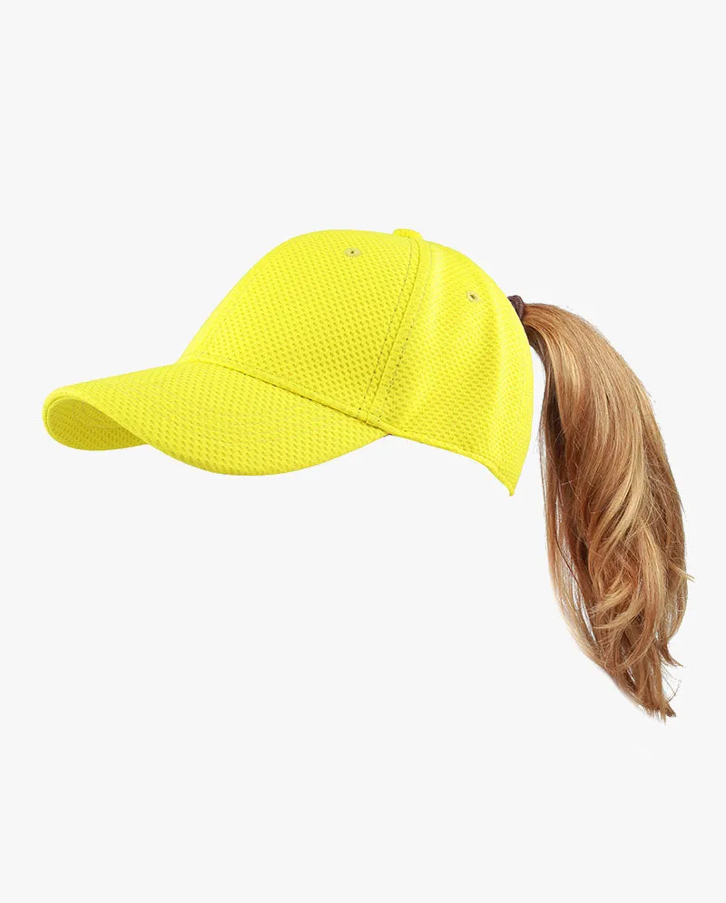 The Hat Depot - Women's Stretch Mesh Ponytail fitted baseball Cap