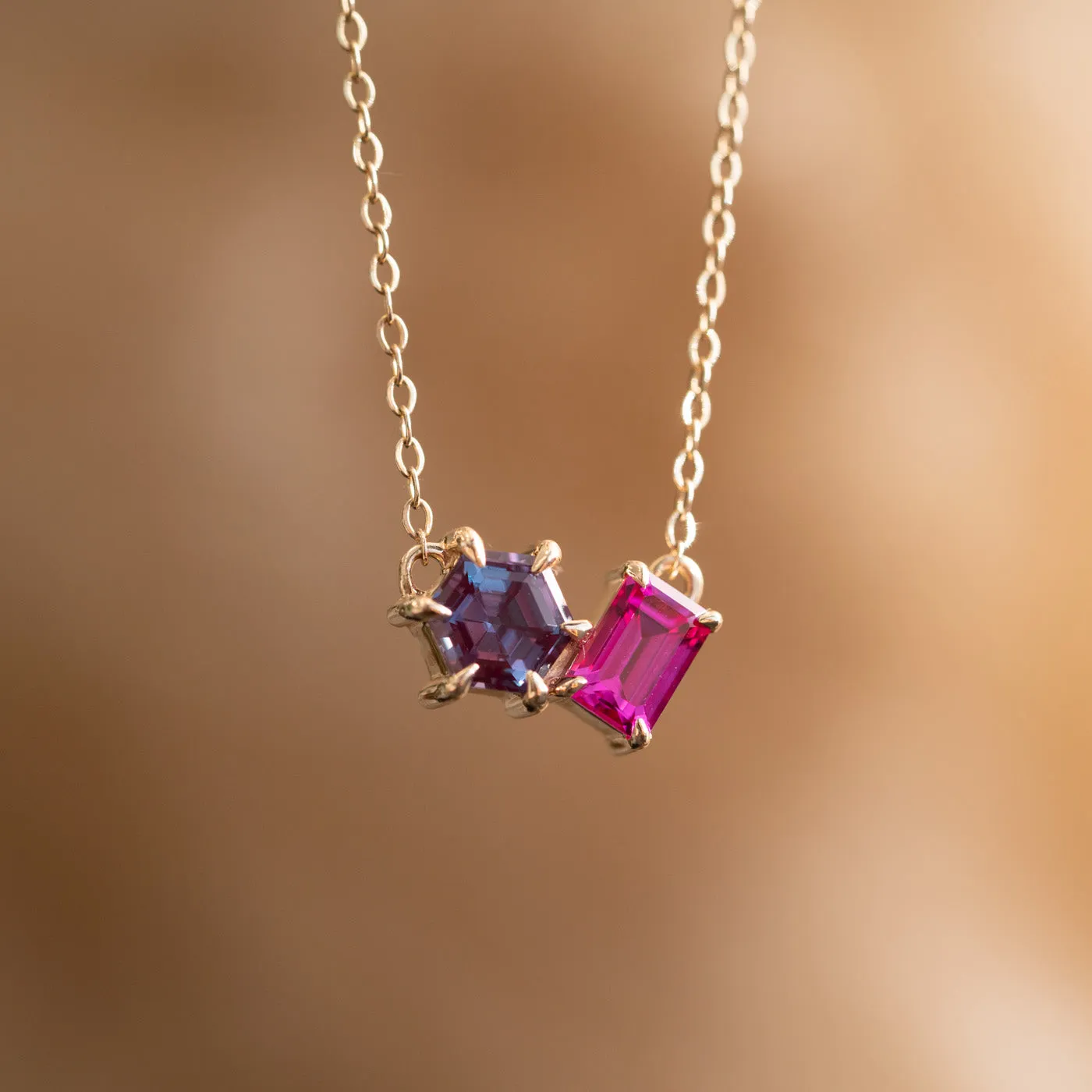 The Myla Pendant | Chatham® Alexandrite & Sapphire Toi Et Moi Pendant