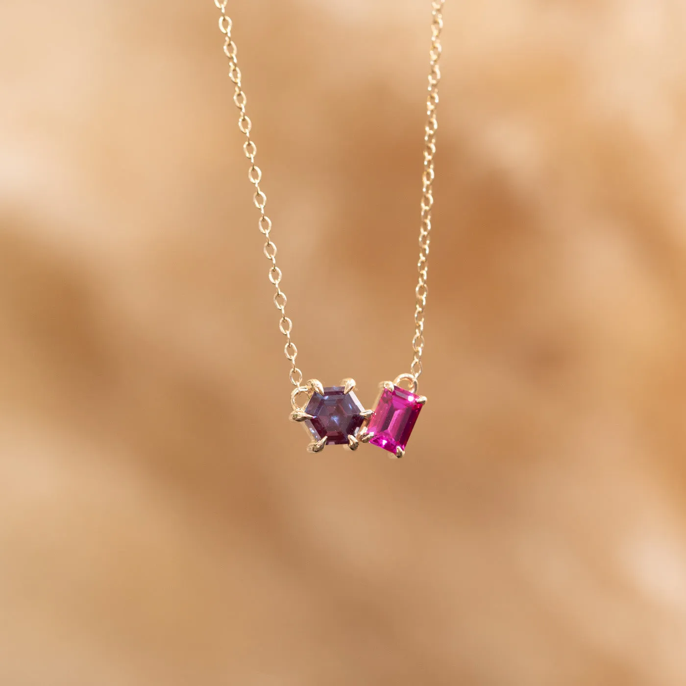 The Myla Pendant | Chatham® Alexandrite & Sapphire Toi Et Moi Pendant