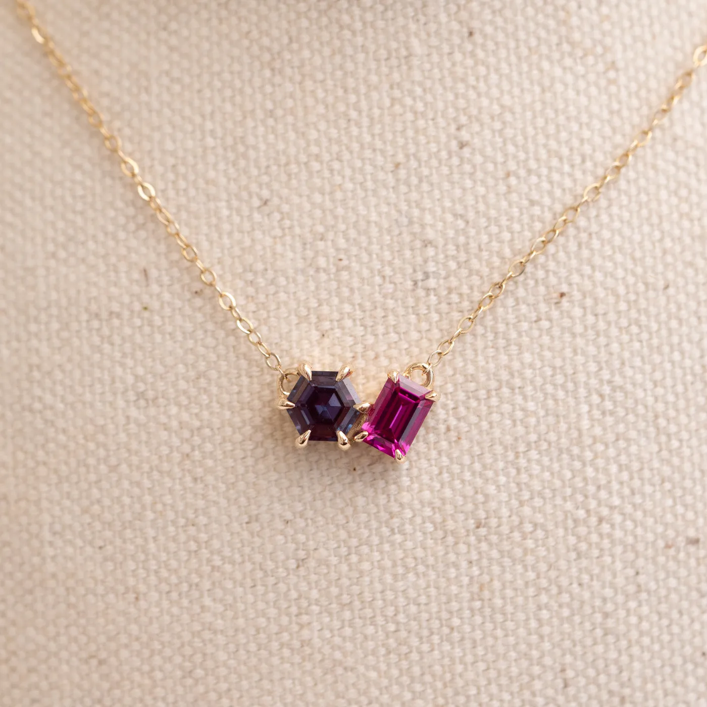 The Myla Pendant | Chatham® Alexandrite & Sapphire Toi Et Moi Pendant