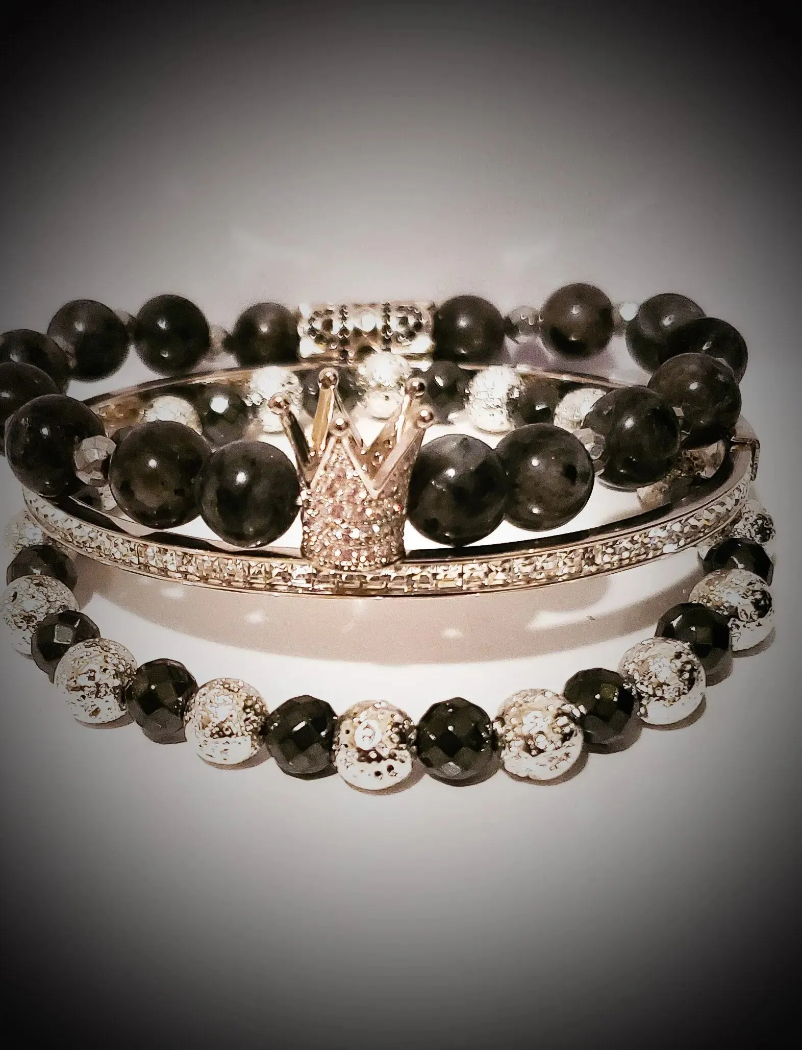 The " Silver" Larvikite Crown Set