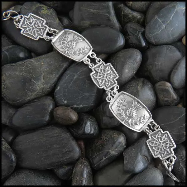 Thistle and Celtic Knot Link Bracelet