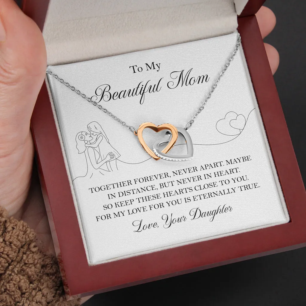 To my Beautiful Mom Interlocking Necklace, Best Gift from Daughter to Mom, Jewelry Gift for Mother's Day