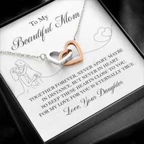 To my Beautiful Mom Interlocking Necklace, Best Gift from Daughter to Mom, Jewelry Gift for Mother's Day