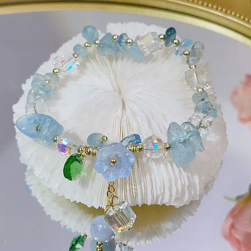 Trending Crystal Floral Bracelets!!Fluorite,Aquamarine,etc.!!So Gorgeous!