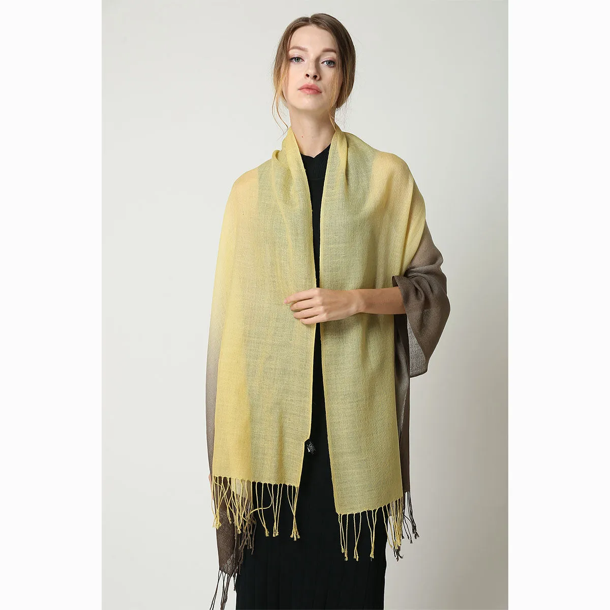 Ugg 100% Merino Wool Tie Dye Scarf Lemon and Brown