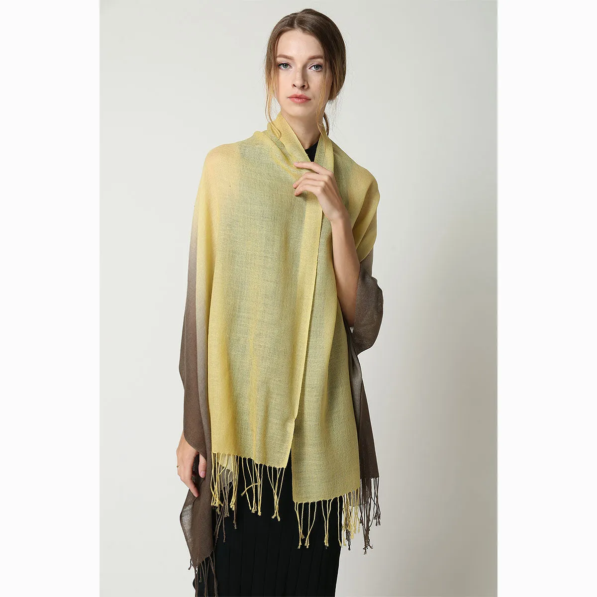 Ugg 100% Merino Wool Tie Dye Scarf Lemon and Brown