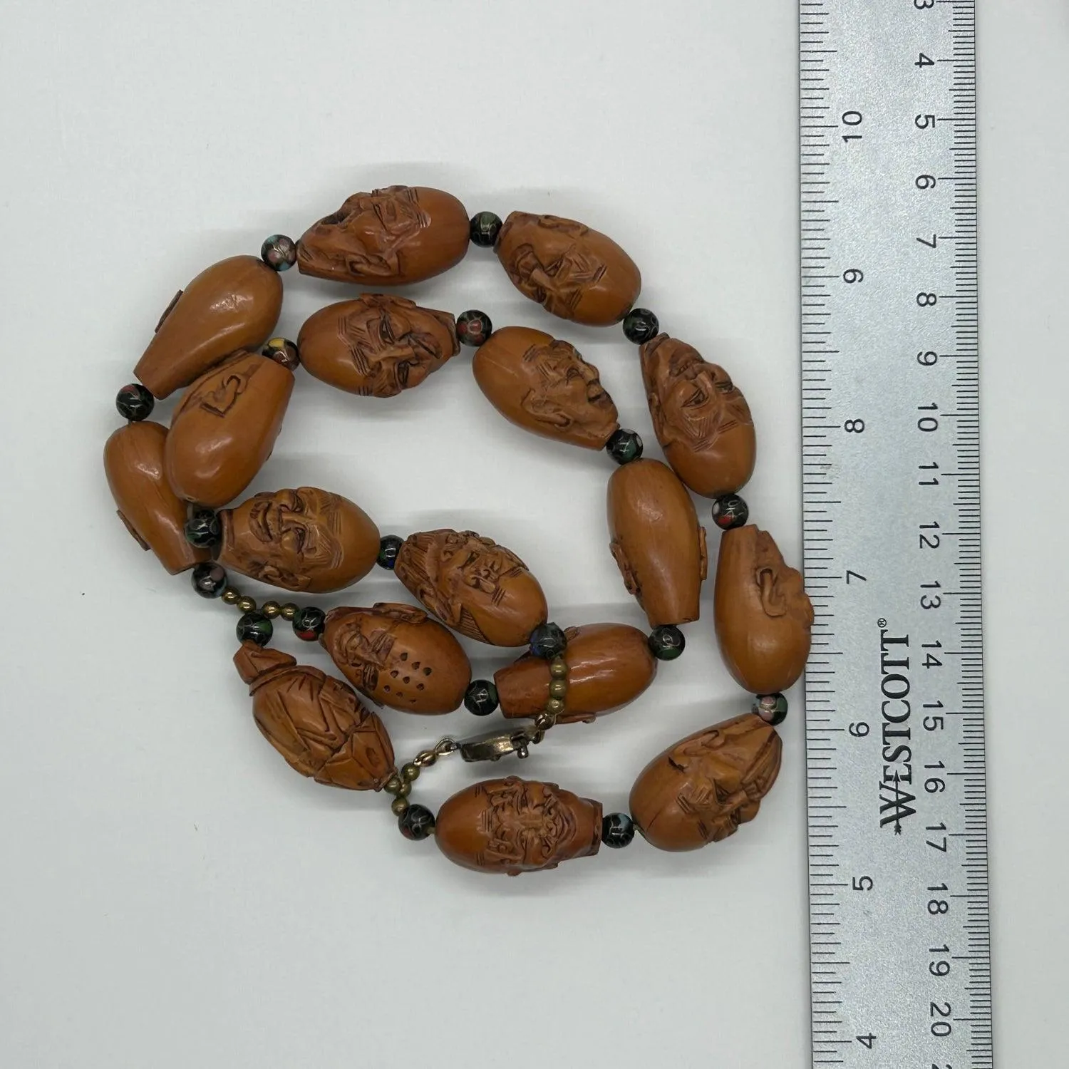 Unique Carved Olive Wood Prayer Beads Luohan Arhats