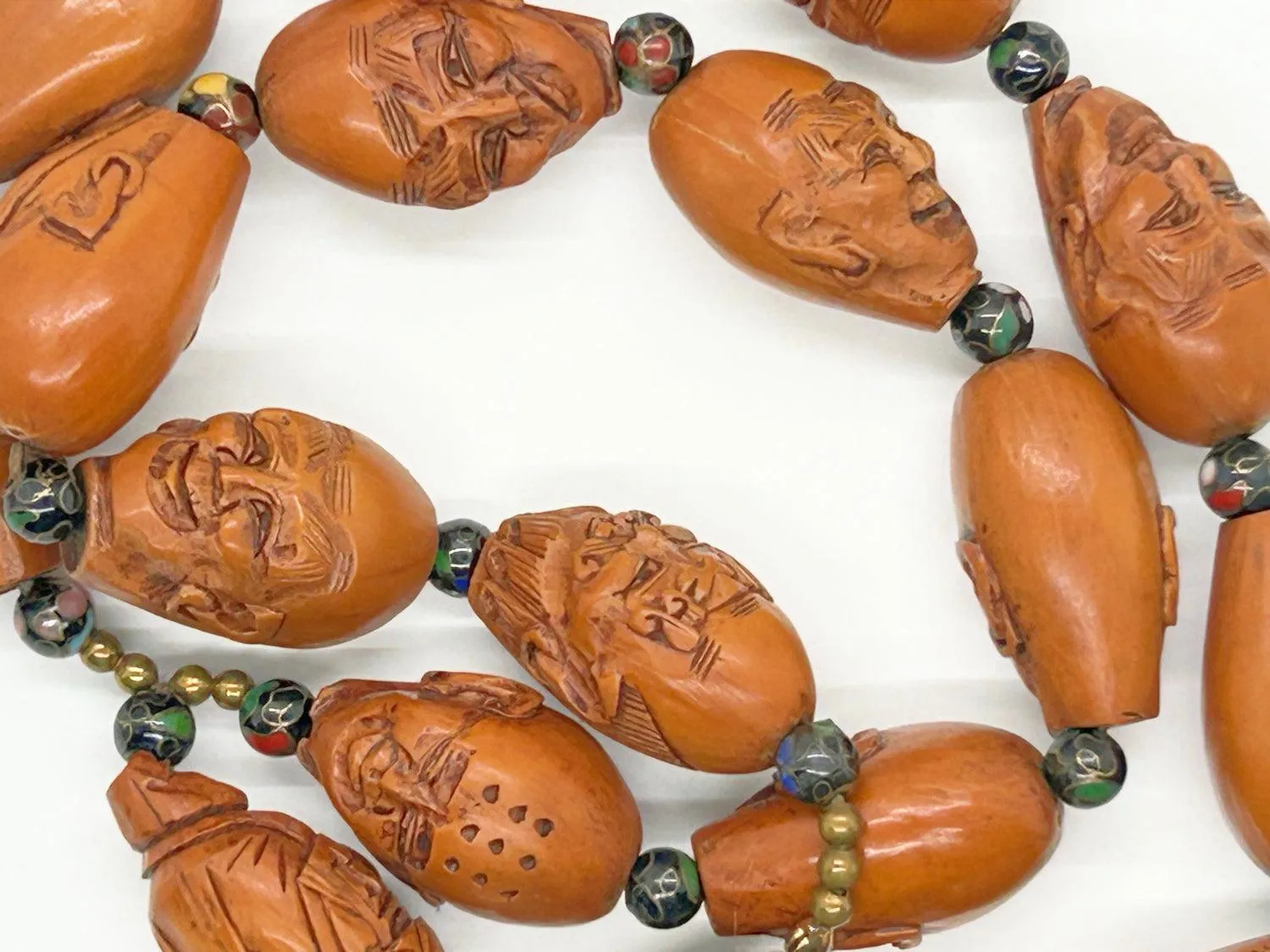 Unique Carved Olive Wood Prayer Beads Luohan Arhats