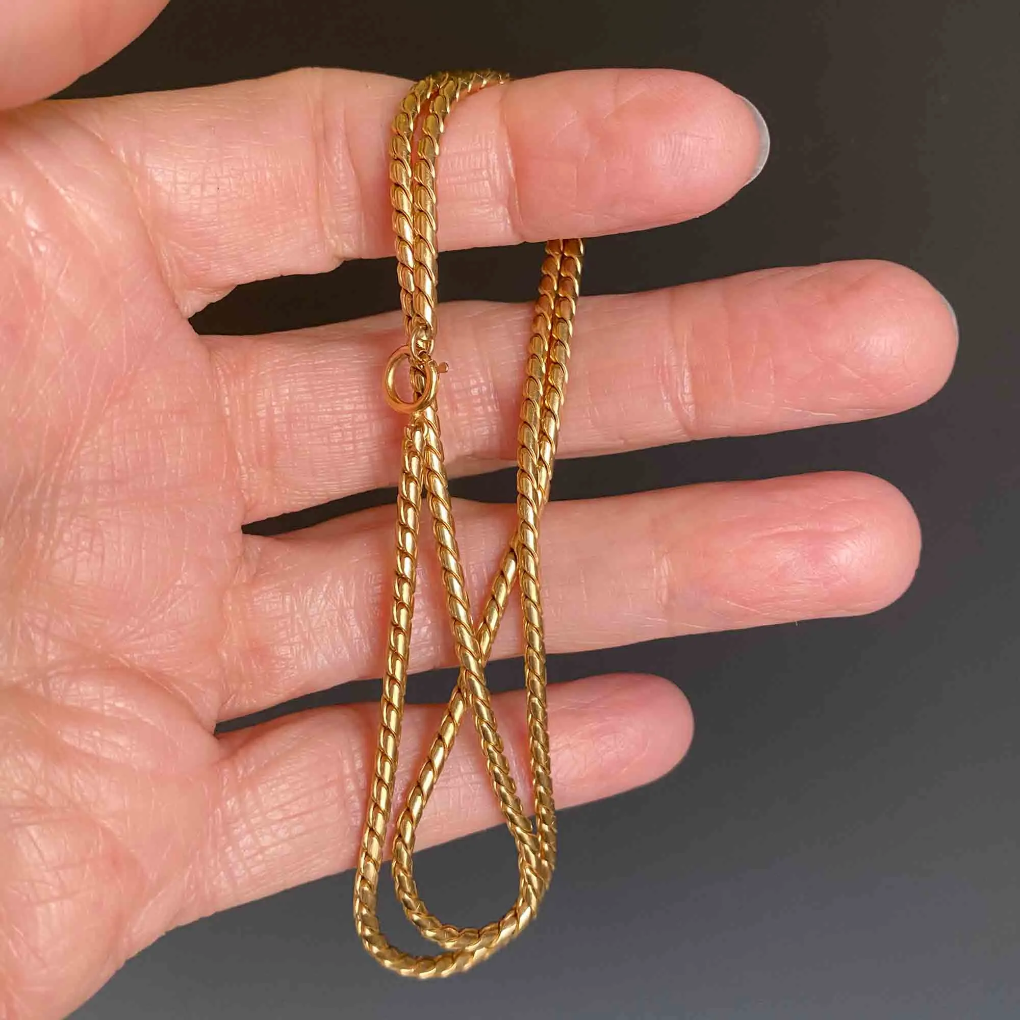 Vintage 14K Gold Serpentine Chain Necklace, Unisex