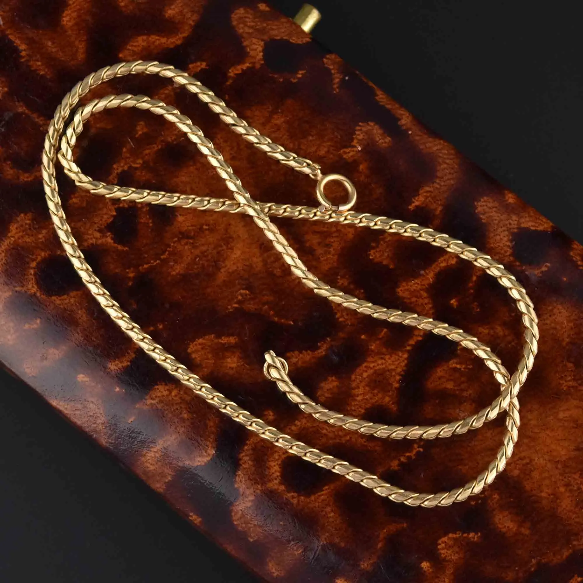 Vintage 14K Gold Serpentine Chain Necklace, Unisex