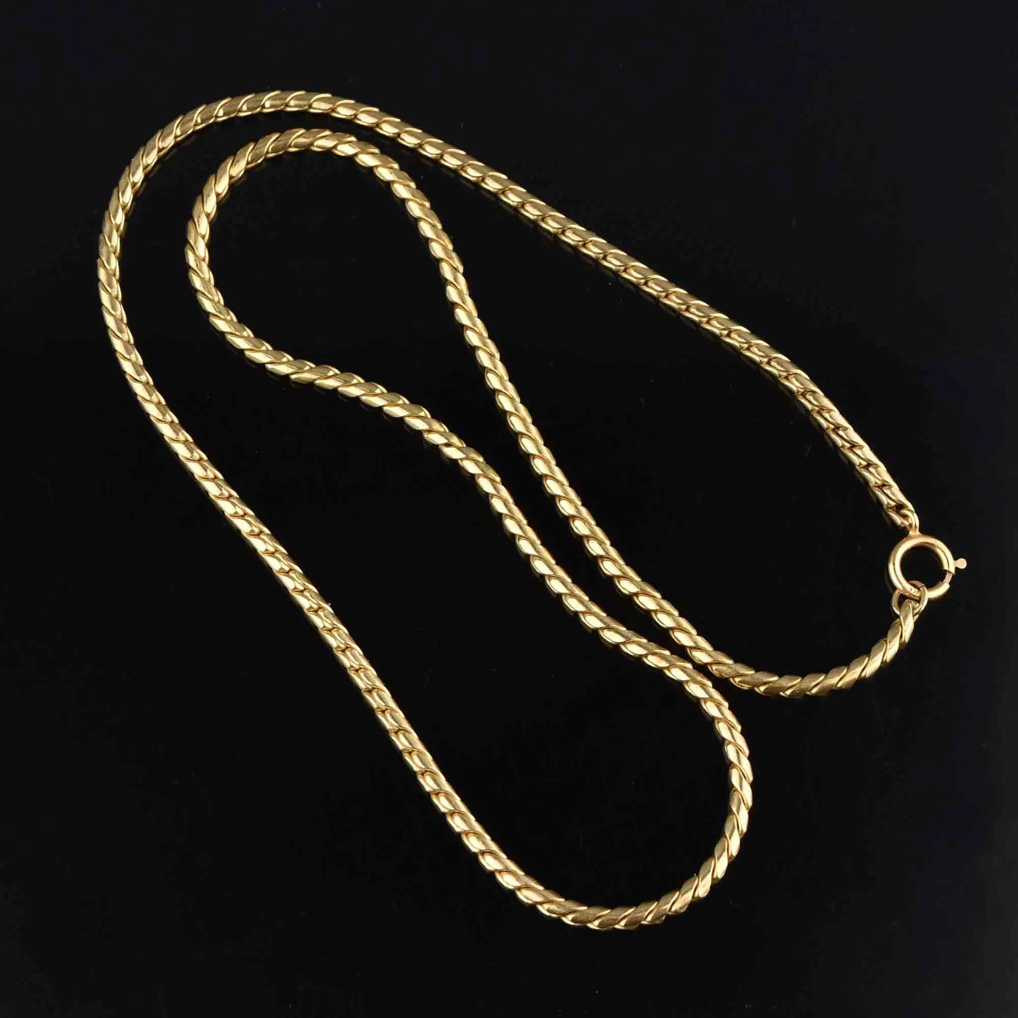 Vintage 14K Gold Serpentine Chain Necklace, Unisex