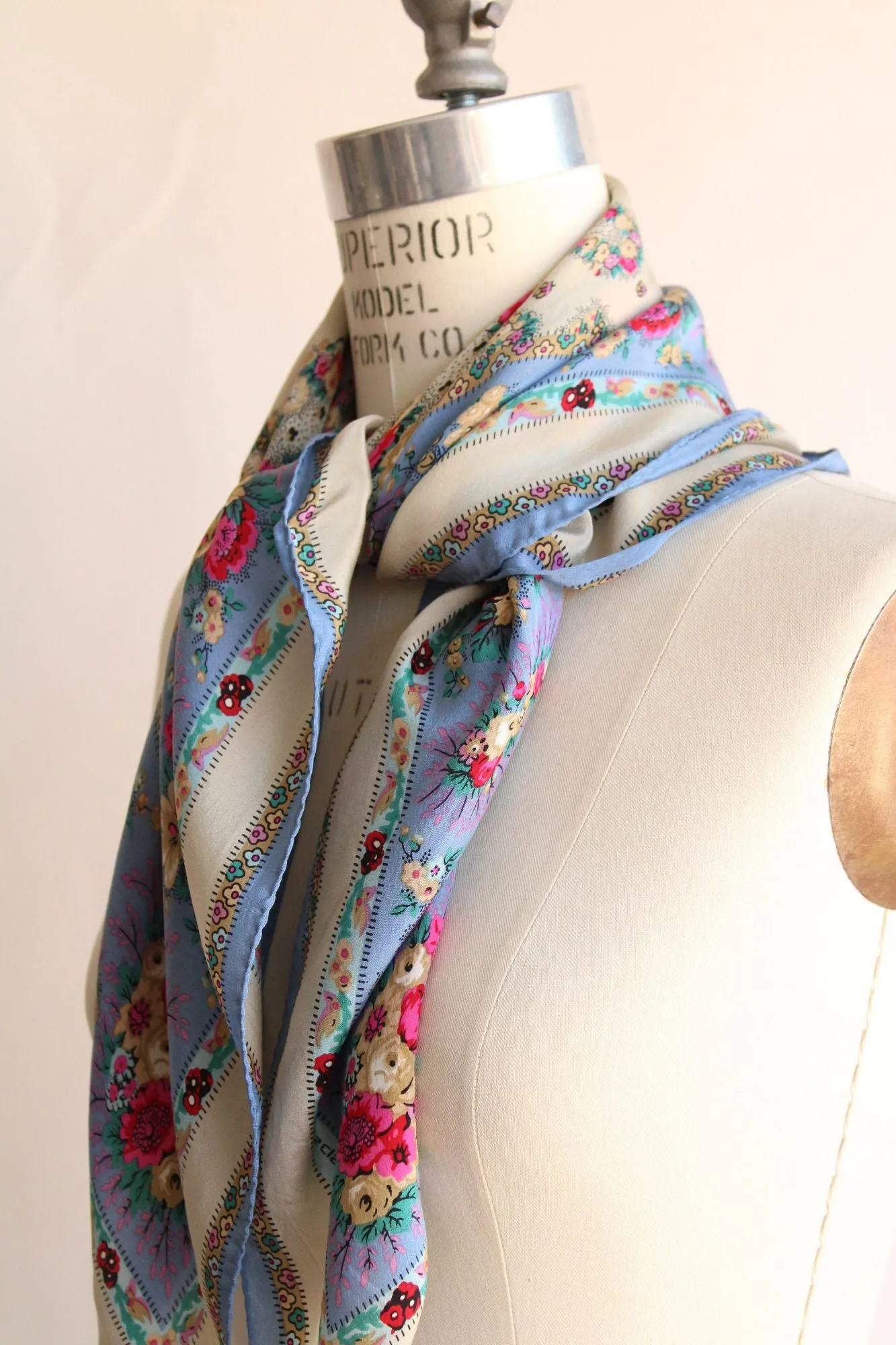 Vintage 1980s Liz Claiborne Floral Print Silk Scarf