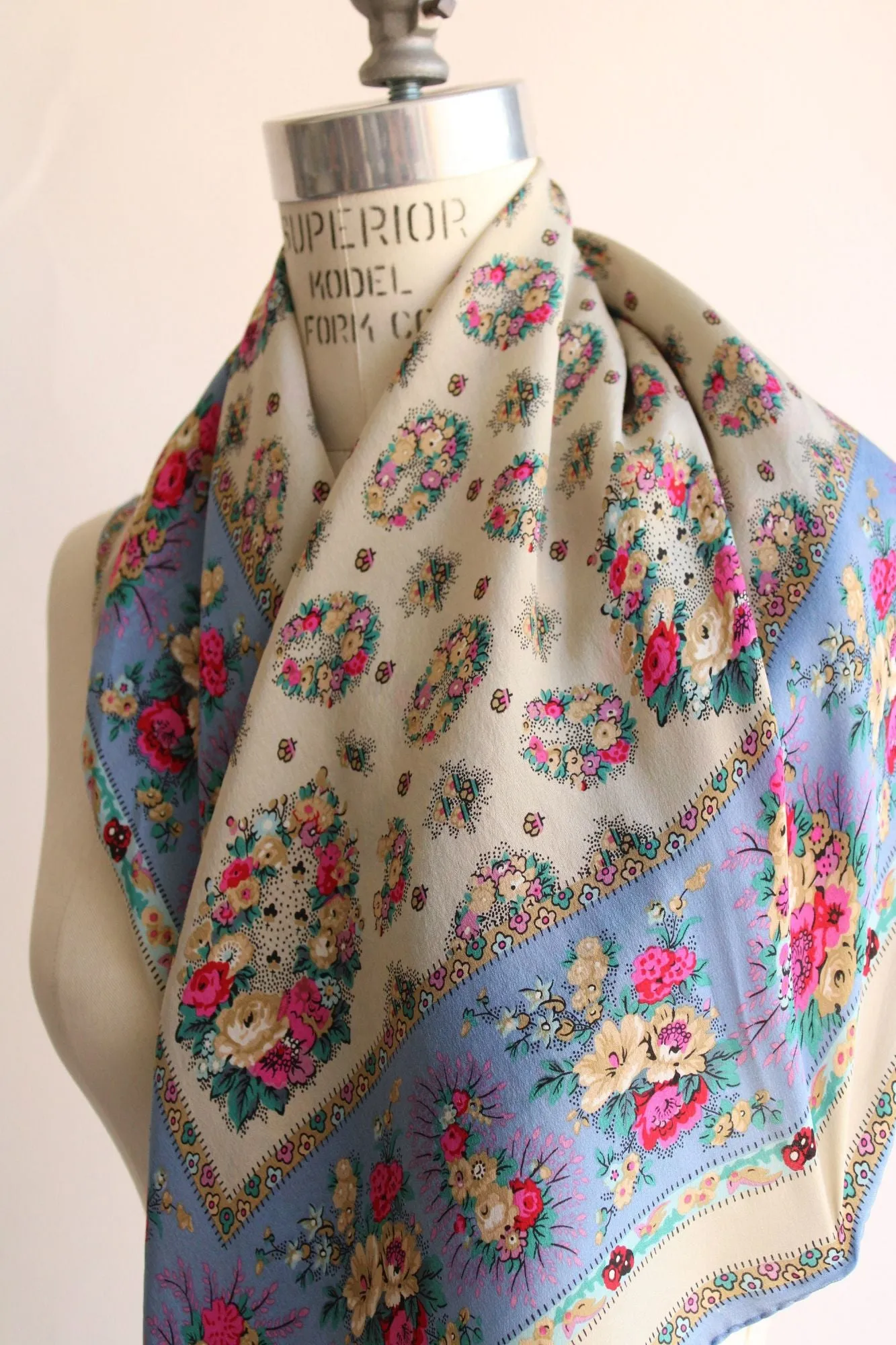 Vintage 1980s Liz Claiborne Floral Print Silk Scarf