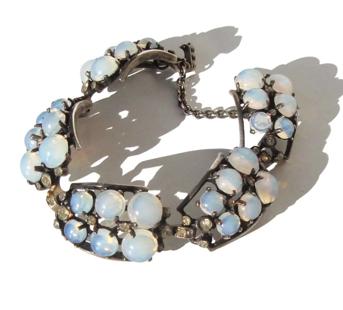 Vintage 40s Sterling Silver & Faux Moonstone Bracelet – by Lavenia