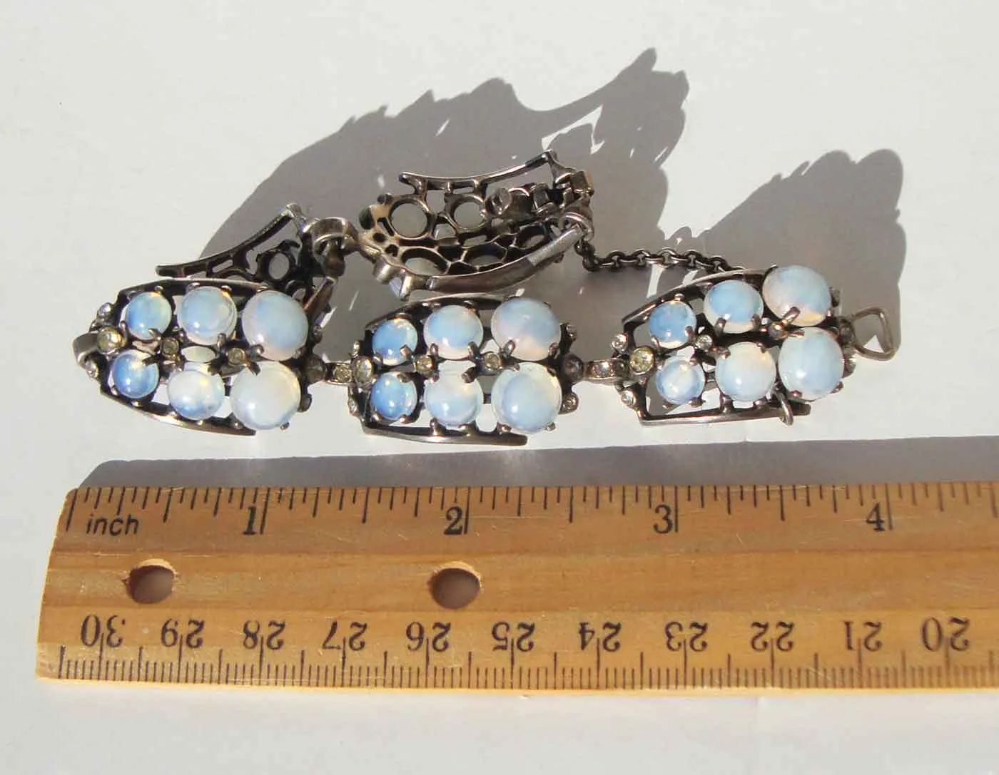 Vintage 40s Sterling Silver & Faux Moonstone Bracelet – by Lavenia