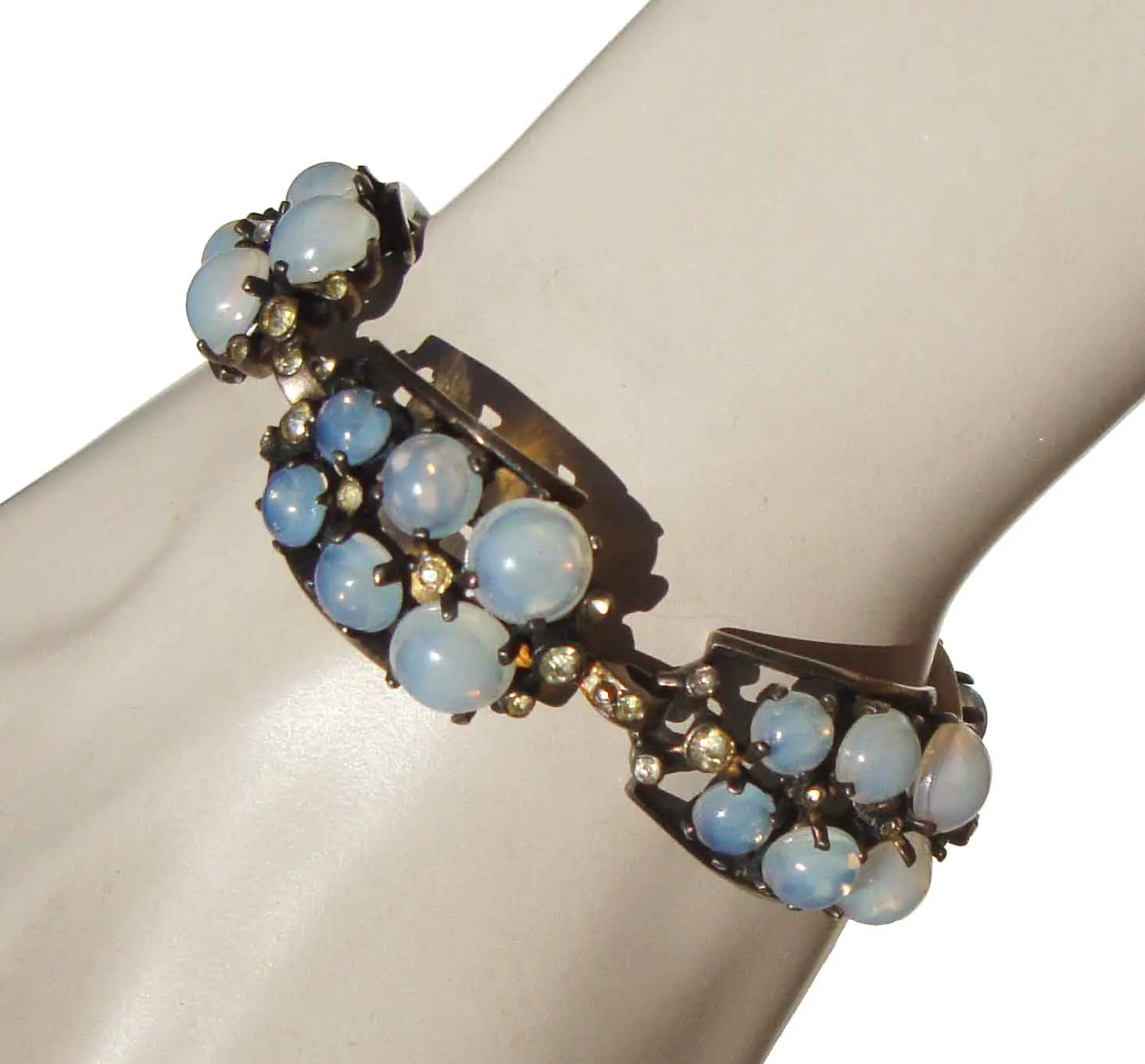 Vintage 40s Sterling Silver & Faux Moonstone Bracelet – by Lavenia