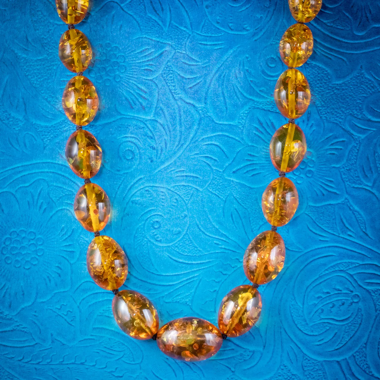 Vintage Amber Bead Necklace 18ct Gold Clasp