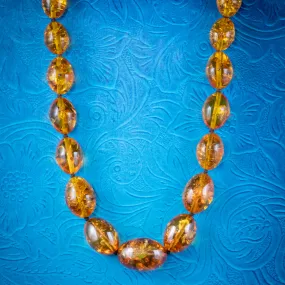 Vintage Amber Bead Necklace 18ct Gold Clasp