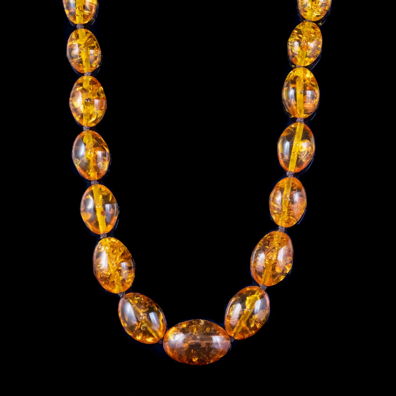 Vintage Amber Bead Necklace 18ct Gold Clasp