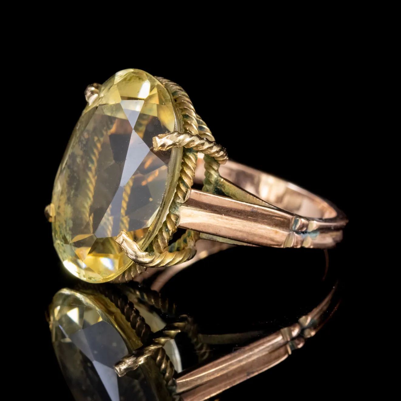 Vintage Citrine Ring 18Ct Gold 7Ct Citrine