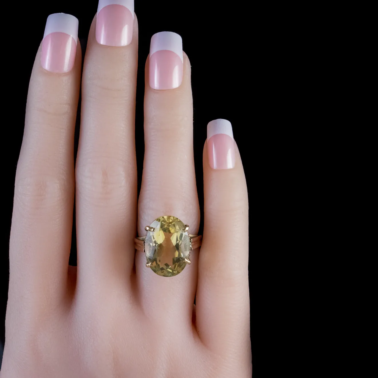 Vintage Citrine Ring 18Ct Gold 7Ct Citrine