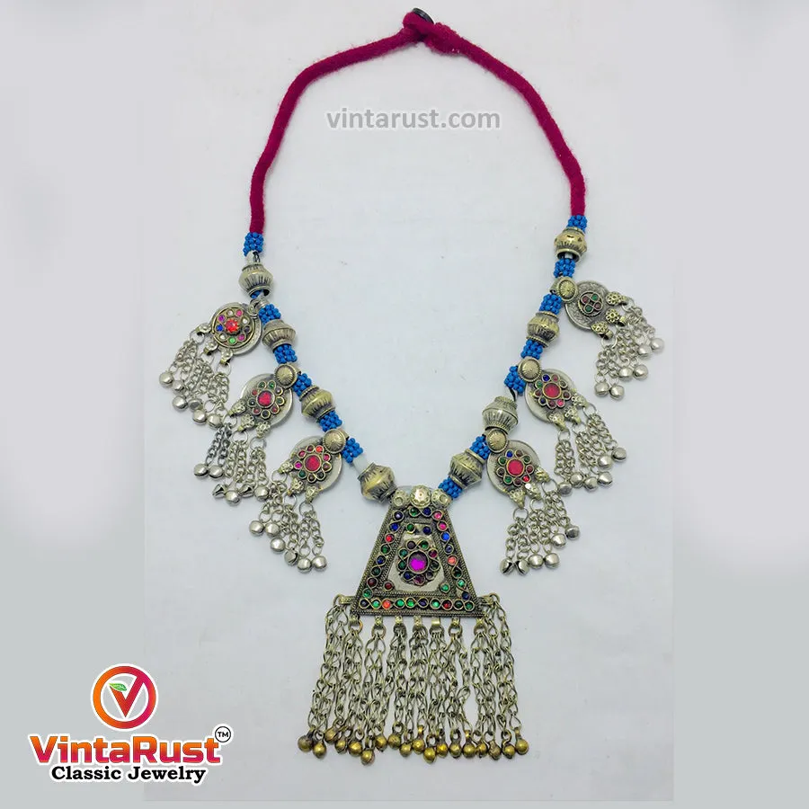 Vintage Pendant Necklace with Dangling Bells